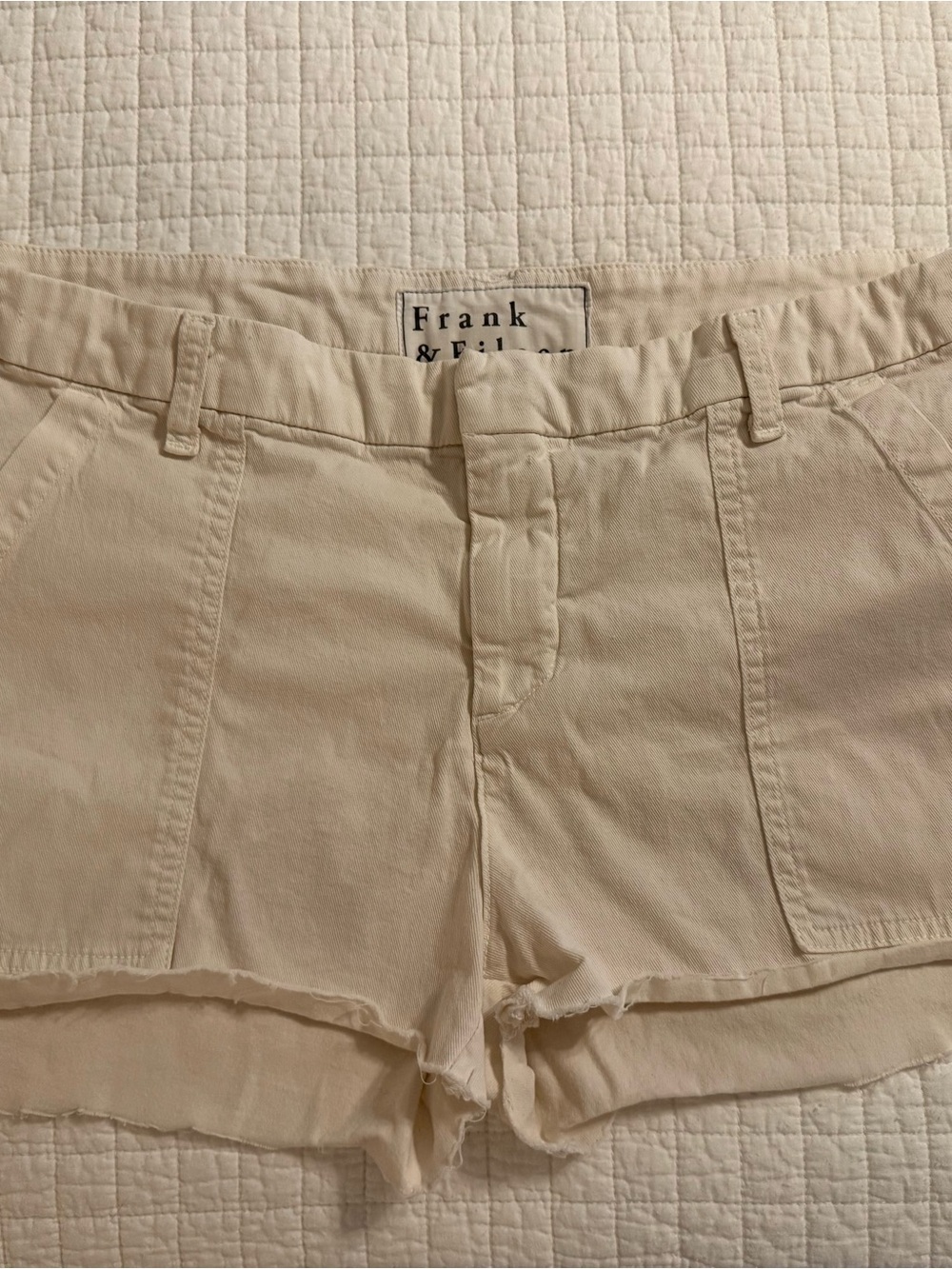 Frank & Eileen Cream Raw-Hem Shorts
